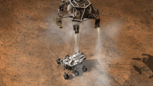 Artist's impression of Curiosity landing on Mars.