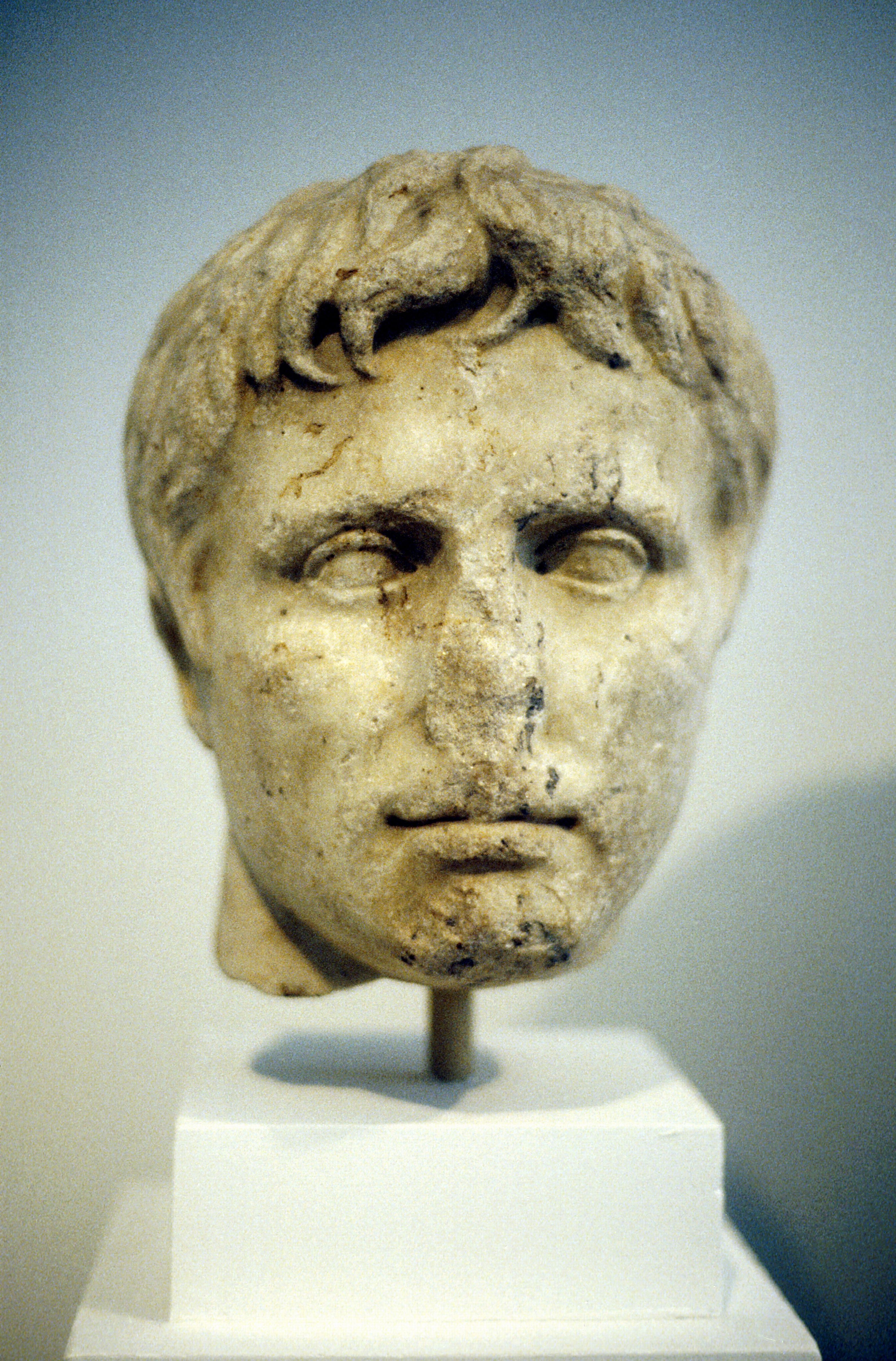 Marble head with a missing nose