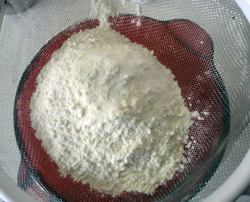 Flour in a sieve,