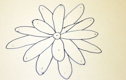 A line drawing of a big flower.