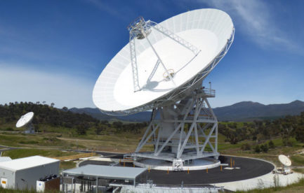A large radio telescope dish.