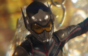 Image of a small person wearing helmet. The Wasp character from the movie Ant-Man and The Wasp.