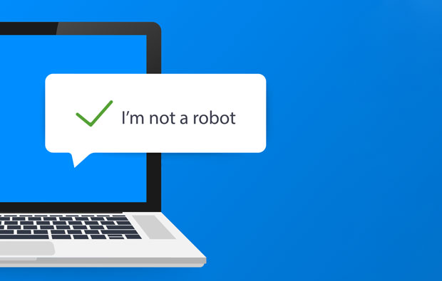 A computer screen saying 'I'm not a robot'