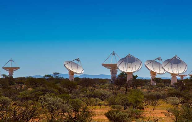 ASKAP radio telescopes in the desert.